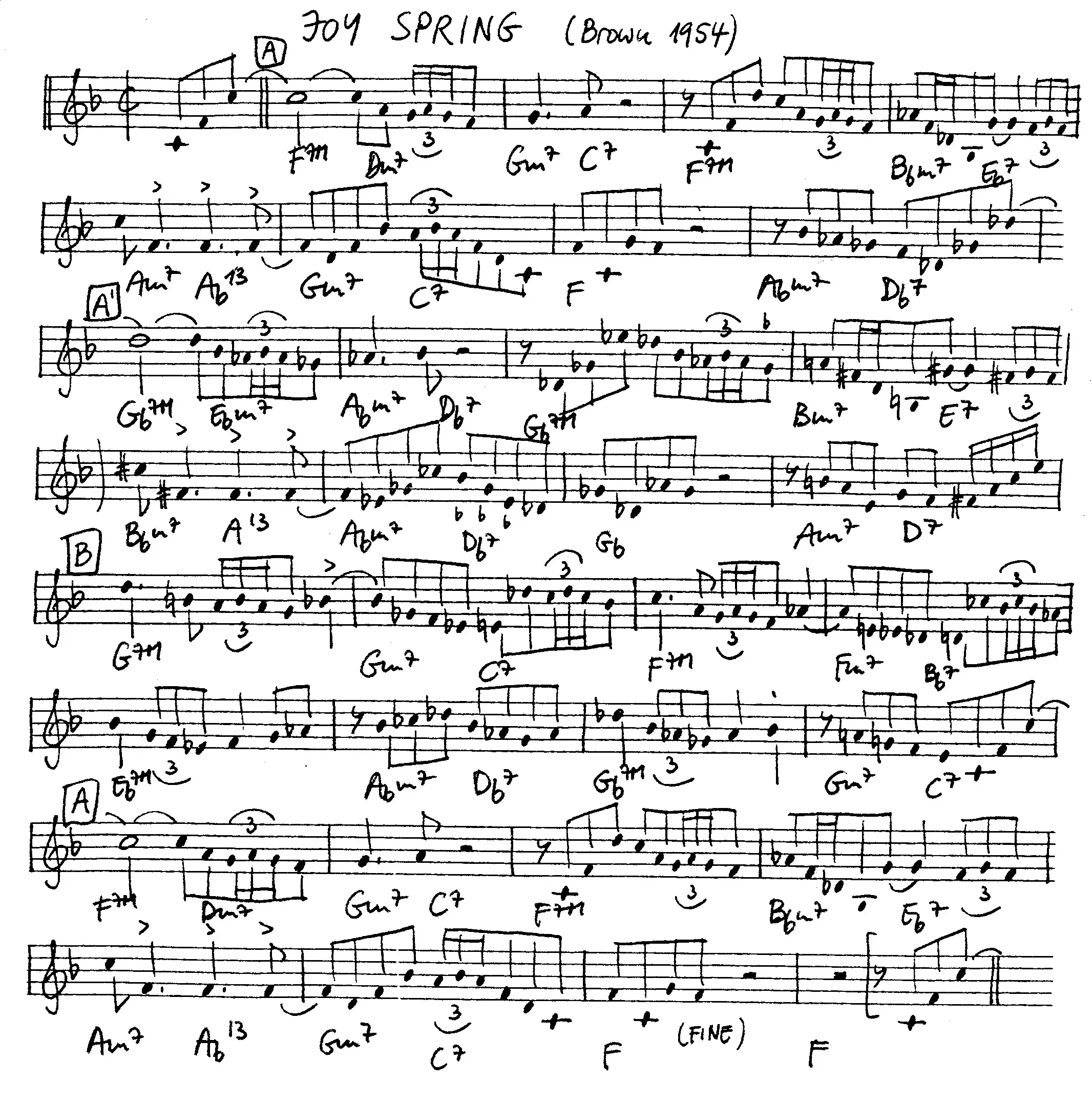joy spring free jazz leadsheet - Courtesy of the Jungle Jazz Band